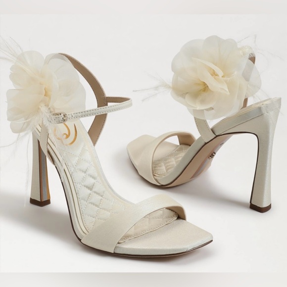 Sam Edelman Leana Flower Strap Heel in Ivory Size 9.5 New - Picture 5 of 10